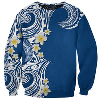 Aloha Polynesian Plumeria Flower Sweatshirt Blue Color