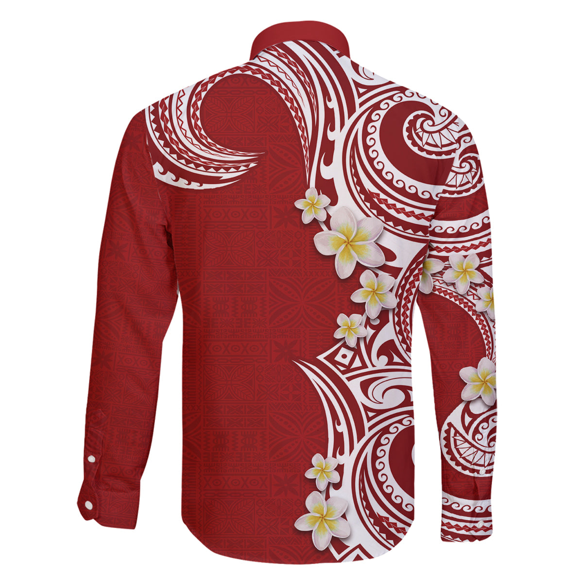 Aloha Polynesian Plumeria Flower Family Matching Mermaid Dress and Hawaiian Shirt Red Color LT03 - Polynesian Pride