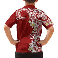 Aloha Polynesian Plumeria Flower Family Matching Puletasi and Hawaiian Shirt Red Color LT03 - Polynesian Pride