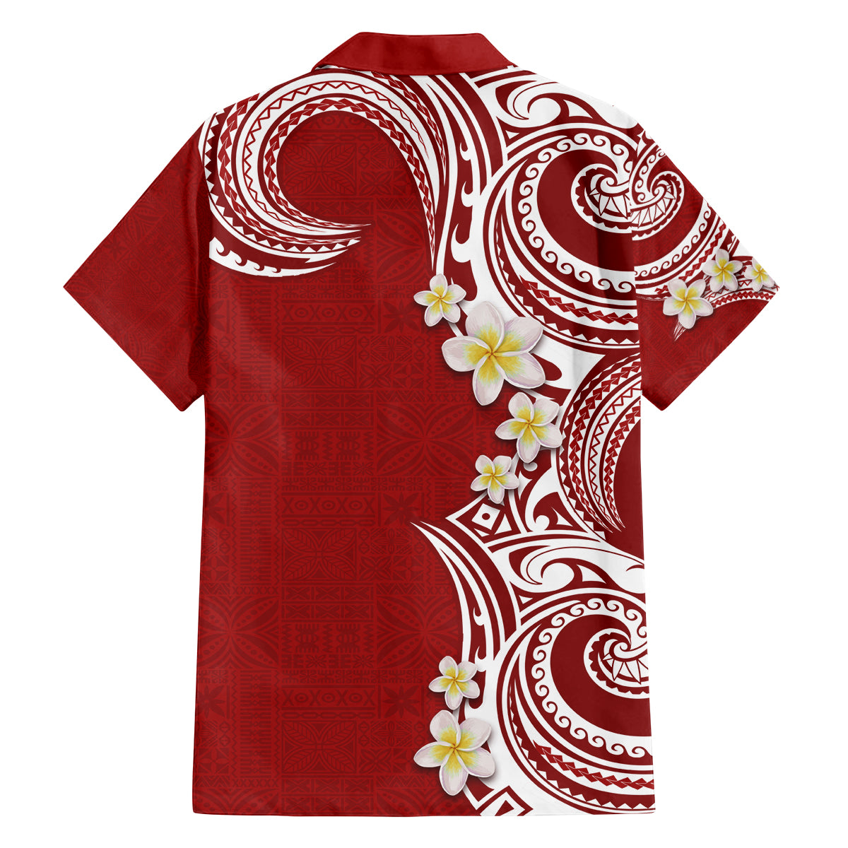 Aloha Polynesian Plumeria Flower Family Matching Puletasi and Hawaiian Shirt Red Color LT03 - Polynesian Pride