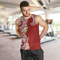Aloha Polynesian Plumeria Flower Men Tank Top Red Color LT03 Red - Polynesian Pride