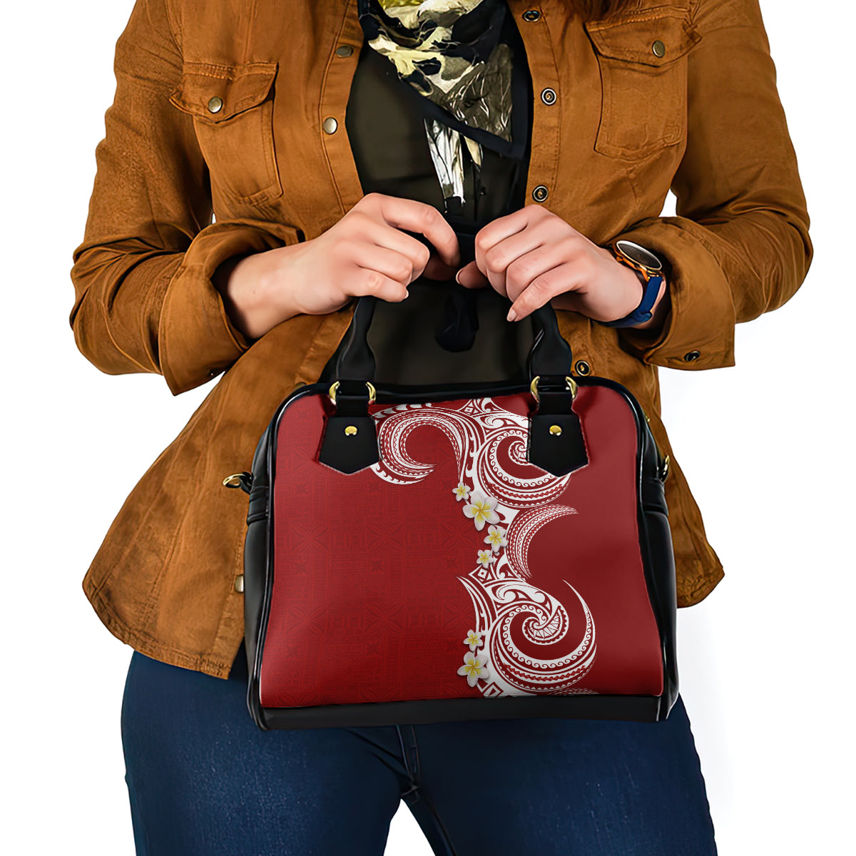 Aloha Polynesian Plumeria Flower Shoulder Handbag Red Color LT03 - Polynesian Pride