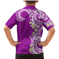 Aloha Polynesian Plumeria Flower Family Matching Mermaid Dress and Hawaiian Shirt Purple Color LT03 - Polynesian Pride