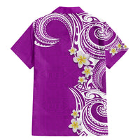 Aloha Polynesian Plumeria Flower Family Matching Mermaid Dress and Hawaiian Shirt Purple Color LT03 - Polynesian Pride