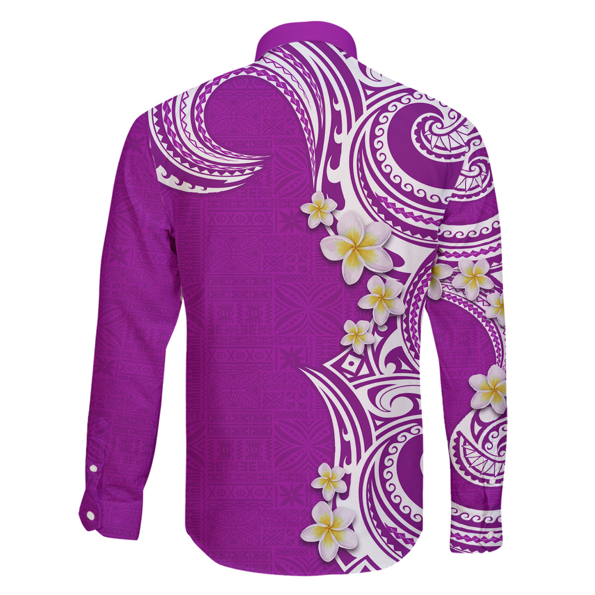 Aloha Polynesian Plumeria Flower Family Matching Mermaid Dress and Hawaiian Shirt Purple Color LT03 - Polynesian Pride
