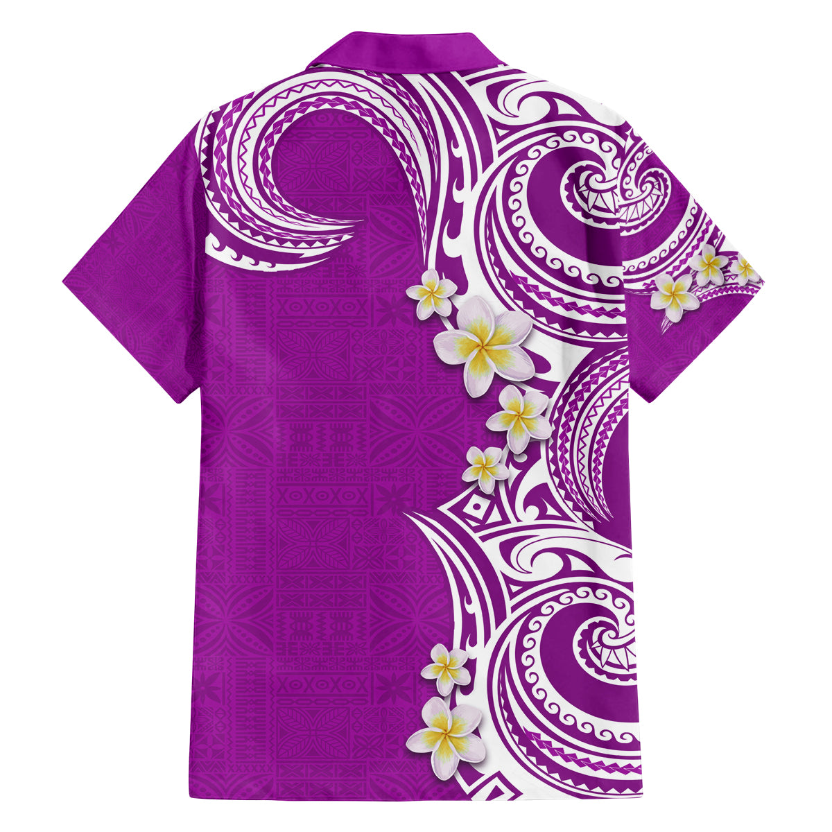 Aloha Polynesian Plumeria Flower Family Matching Puletasi and Hawaiian Shirt Purple Color LT03 - Polynesian Pride