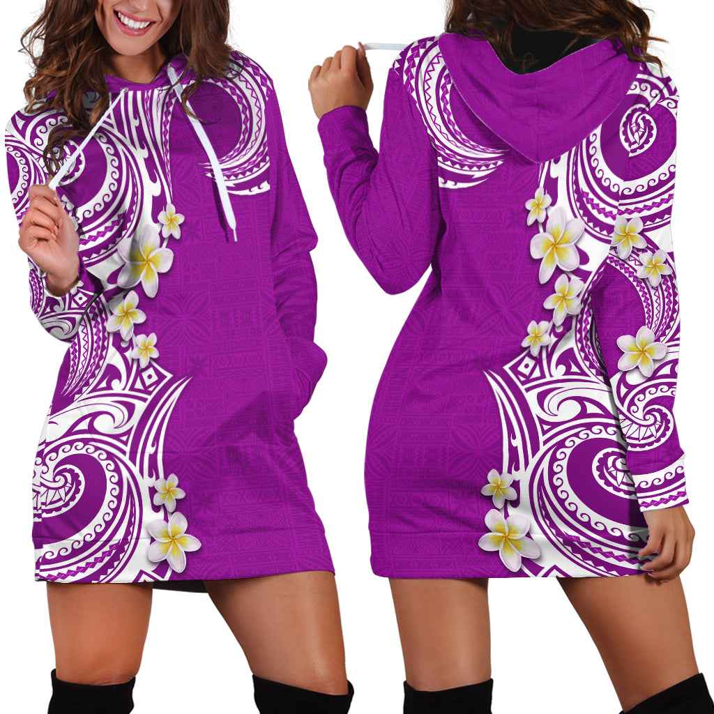 Aloha Polynesian Plumeria Flower Hoodie Dress Purple Color LT03 - Polynesian Pride