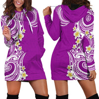 Aloha Polynesian Plumeria Flower Hoodie Dress Purple Color LT03 - Polynesian Pride