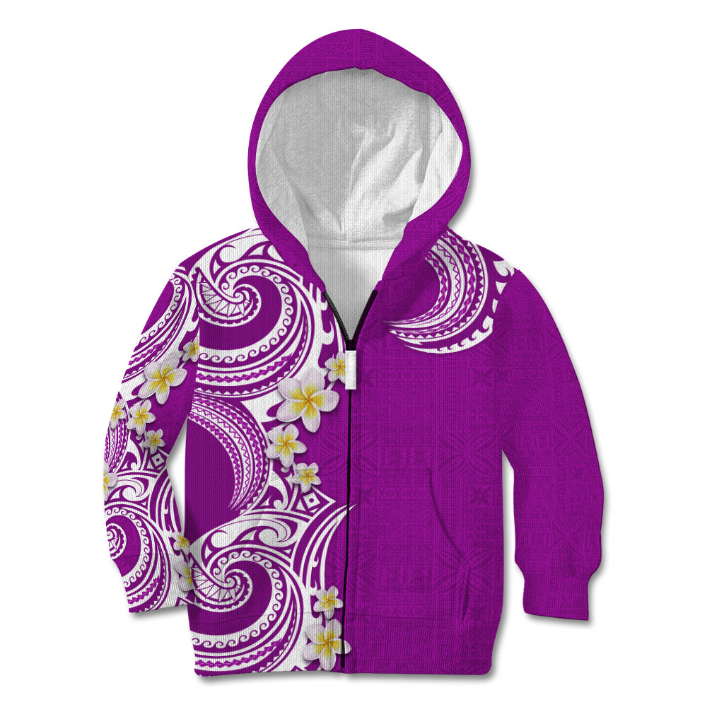 Aloha Polynesian Plumeria Flower Kid Hoodie Purple Color LT03 Zip Hoodie Purple - Polynesian Pride