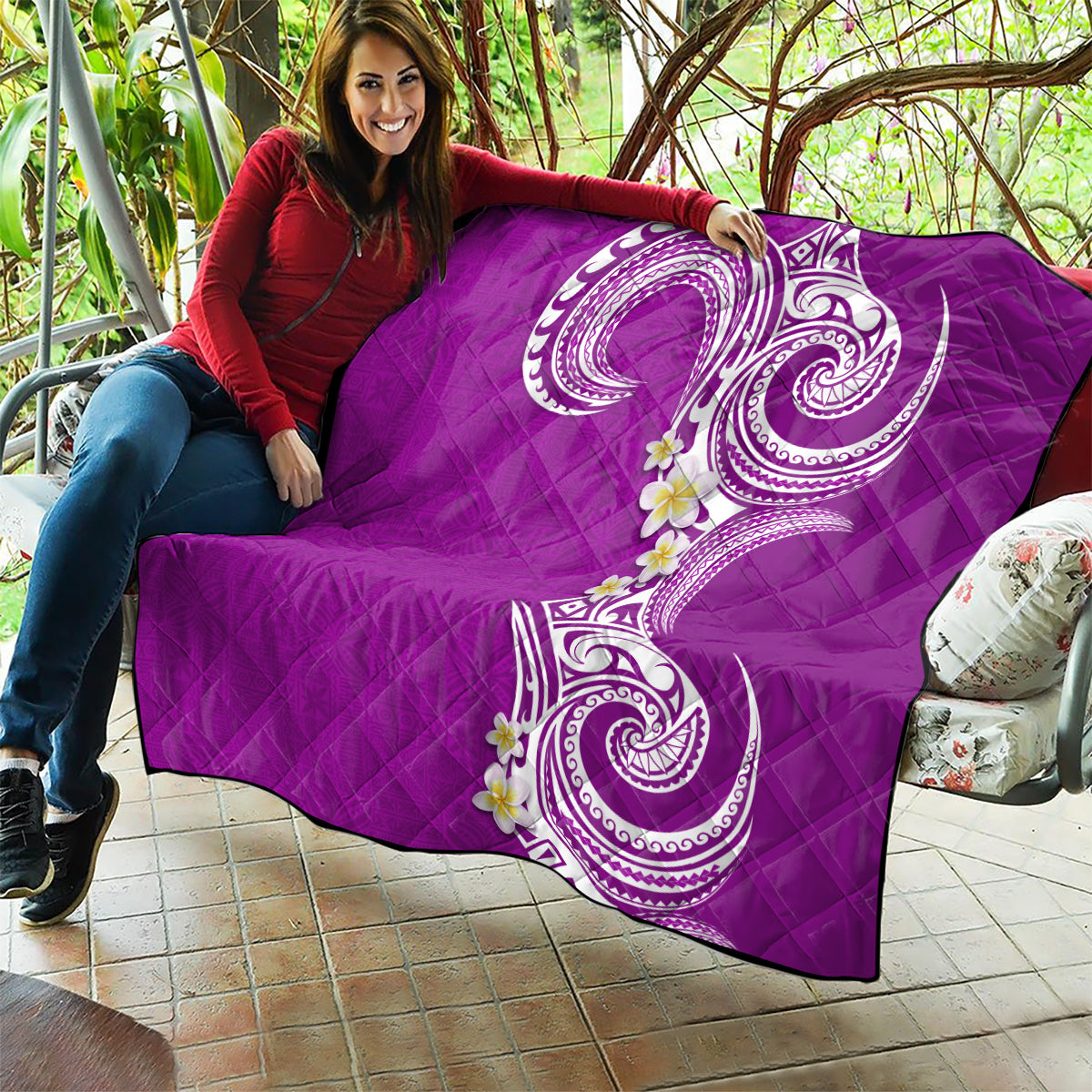 Aloha Polynesian Plumeria Flower Quilt Purple Color LT03 - Polynesian Pride