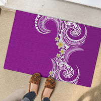 Aloha Polynesian Plumeria Flower Rubber Doormat Purple Color