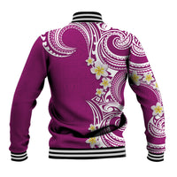 Aloha Polynesian Plumeria Flower Baseball Jacket Pink Color