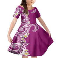 Aloha Polynesian Plumeria Flower Family Matching Mermaid Dress and Hawaiian Shirt Pink Color LT03 Daughter's Dress Pink - Polynesian Pride