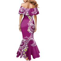 Aloha Polynesian Plumeria Flower Family Matching Mermaid Dress and Hawaiian Shirt Pink Color LT03 - Polynesian Pride