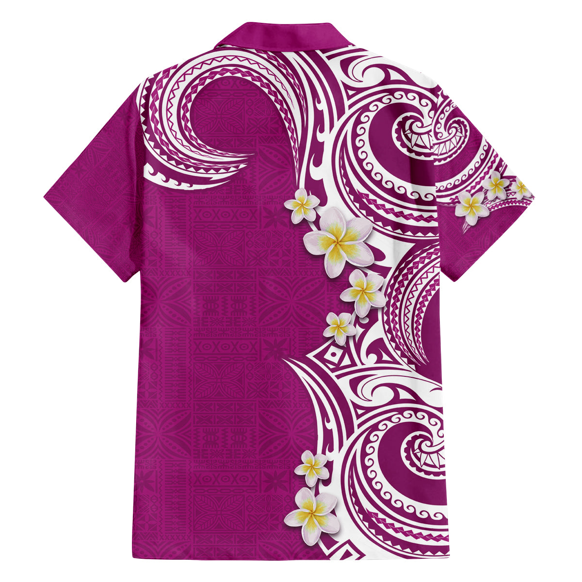 Aloha Polynesian Plumeria Flower Family Matching Off Shoulder Maxi Dress and Hawaiian Shirt Pink Color LT03 - Polynesian Pride