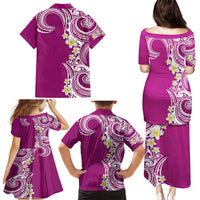 Aloha Polynesian Plumeria Flower Family Matching Puletasi and Hawaiian Shirt Pink Color LT03 - Polynesian Pride