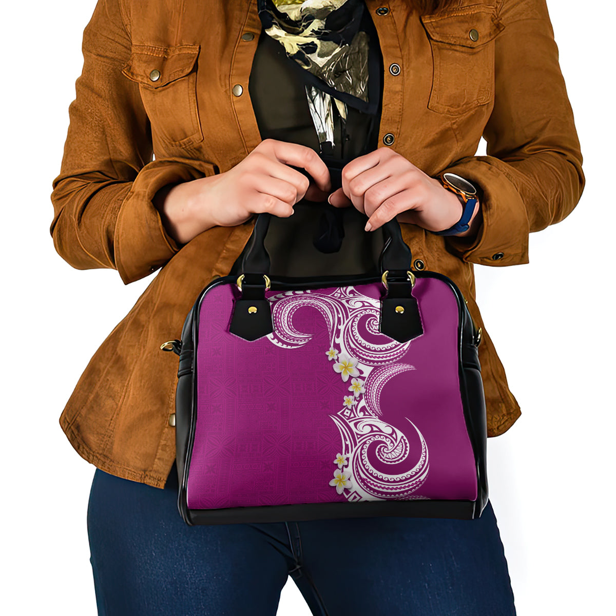 Aloha Polynesian Plumeria Flower Shoulder Handbag Pink Color LT03 - Polynesian Pride