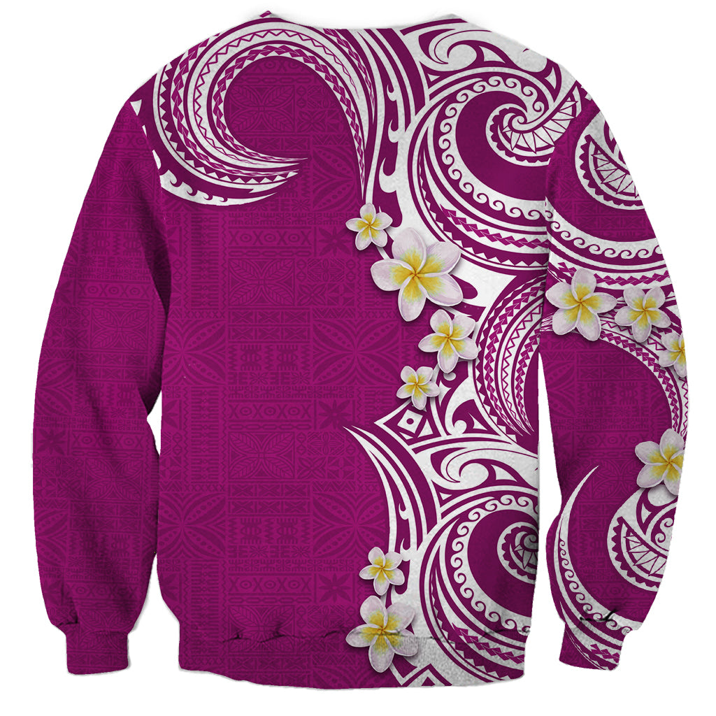 Aloha Polynesian Plumeria Flower Sweatshirt Pink Color