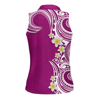 Aloha Polynesian Plumeria Flower Women Sleeveless Polo Shirt Pink Color LT03 - Polynesian Pride