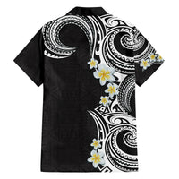 Aloha Polynesian Plumeria Flower Family Matching Off Shoulder Maxi Dress and Hawaiian Shirt Black White Color LT03 - Polynesian Pride
