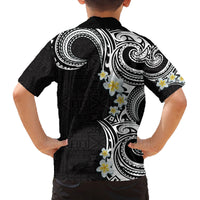 Aloha Polynesian Plumeria Flower Family Matching Puletasi and Hawaiian Shirt Black White Color LT03 - Polynesian Pride