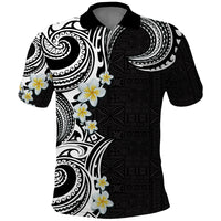 Aloha Polynesian Plumeria Flower Polo Shirt Black White Color LT03 Black - Polynesian Pride