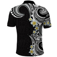 Aloha Polynesian Plumeria Flower Polo Shirt Black White Color LT03 - Polynesian Pride