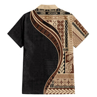 Samoa Siapo Motif and Tapa Pattern Half Style Family Matching Mermaid Dress and Hawaiian Shirt Beige Color LT03 - Polynesian Pride
