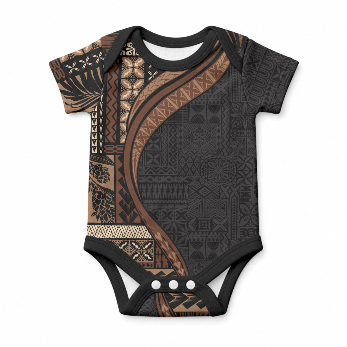 Samoa Siapo Motif and Tapa Pattern Half Style Baby Onesie