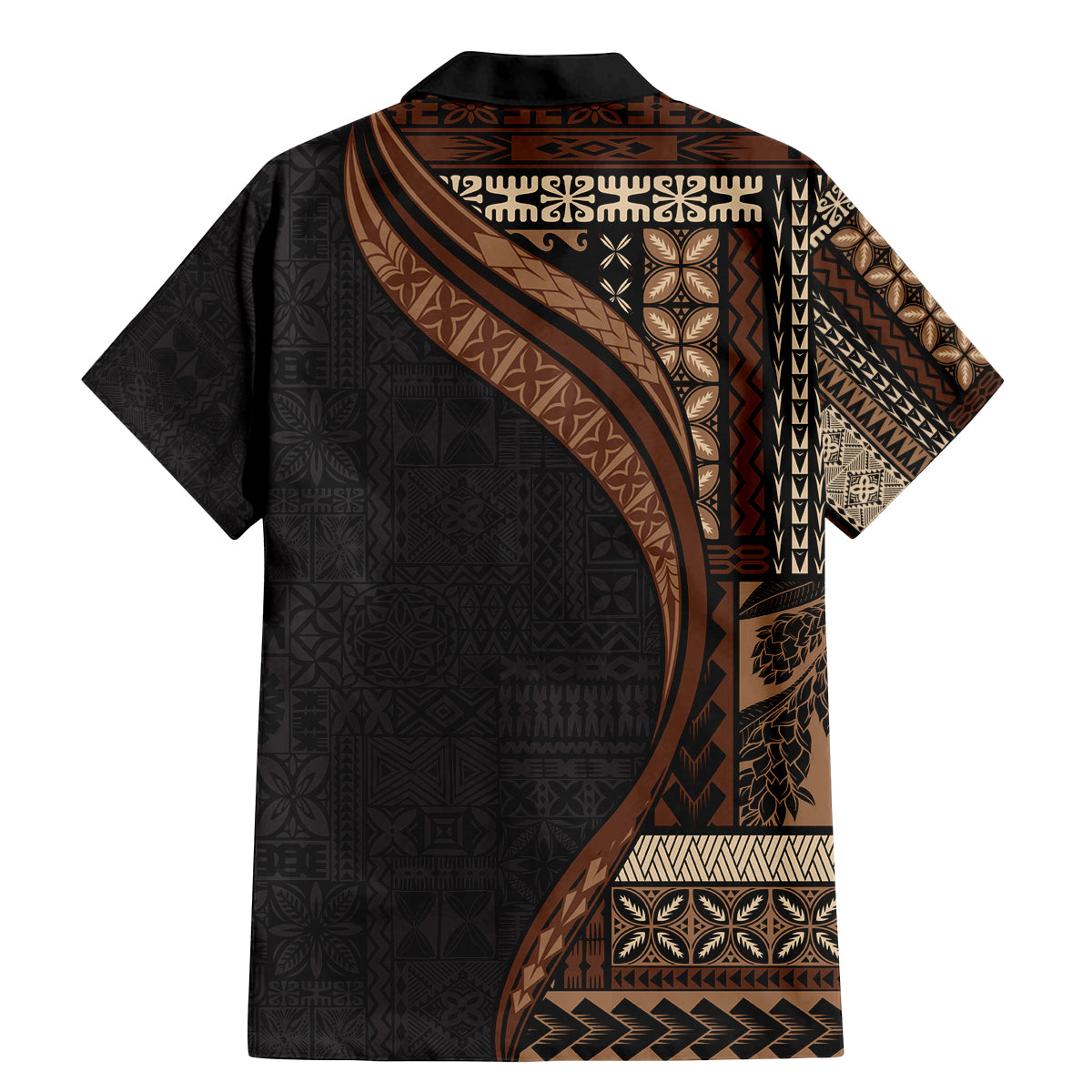 Samoa Siapo Motif and Tapa Pattern Half Style Family Matching Mermaid Dress and Hawaiian Shirt Black Color LT03 - Polynesian Pride
