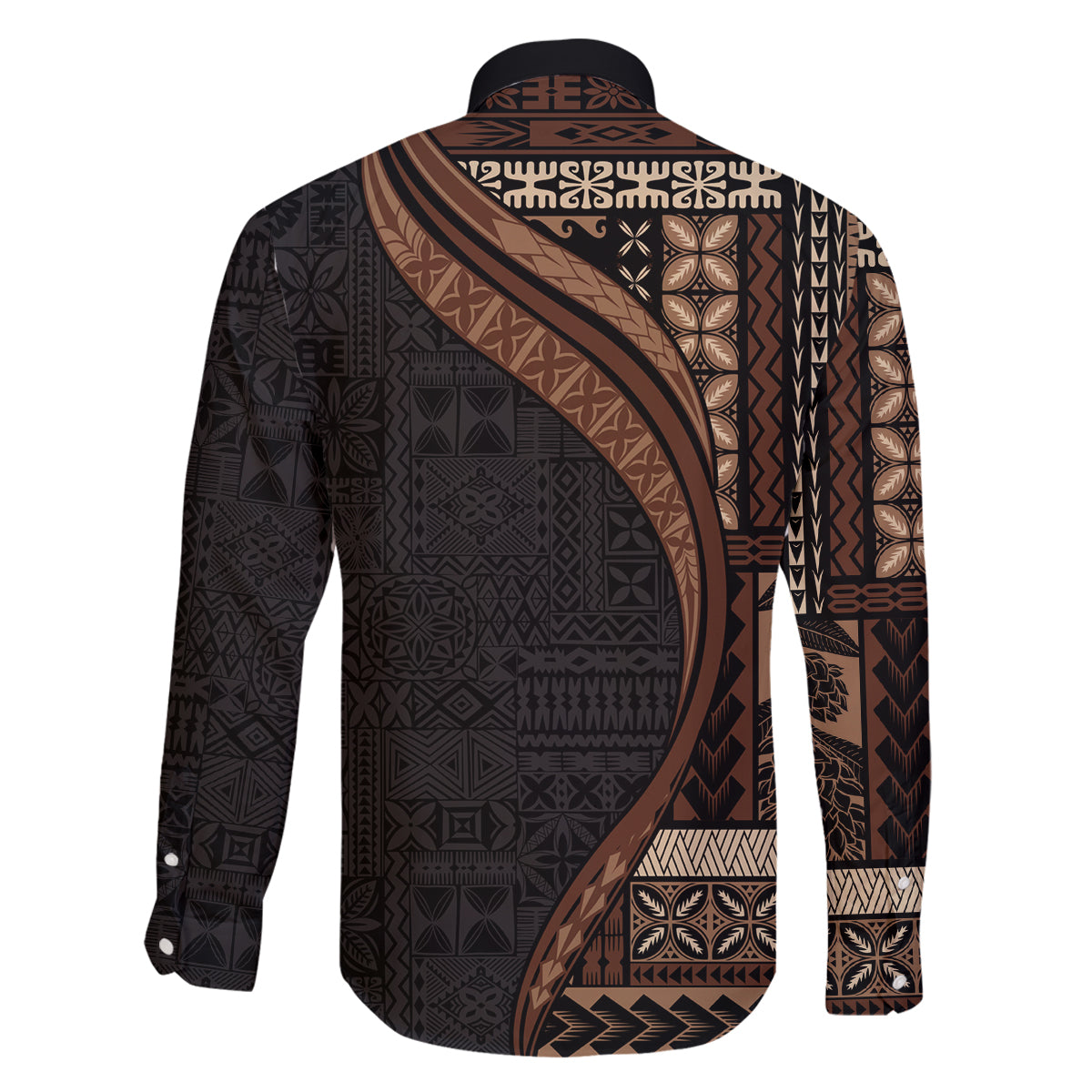 Samoa Siapo Motif and Tapa Pattern Half Style Family Matching Puletasi and Hawaiian Shirt Black Color LT03 - Polynesian Pride