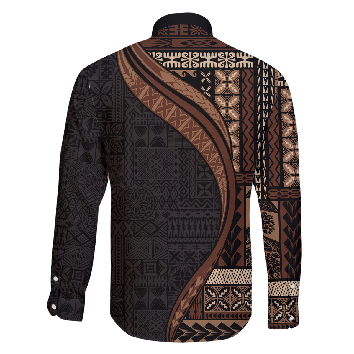 Samoa Siapo Motif and Tapa Pattern Half Style Family Matching Short Sleeve Bodycon Dress and Hawaiian Shirt Black Color LT03 - Polynesian Pride