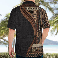 Samoa Siapo Motif and Tapa Pattern Half Style Hawaiian Shirt Black Color