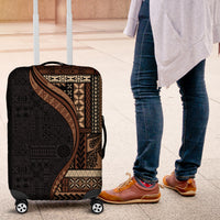 Samoa Siapo Motif and Tapa Pattern Half Style Luggage Cover Black Color LT03 Black - Polynesian Pride