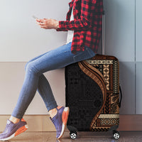 Samoa Siapo Motif and Tapa Pattern Half Style Luggage Cover Black Color LT03 - Polynesian Pride