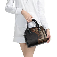 Samoa Siapo Motif and Tapa Pattern Half Style Shoulder Handbag Black Color
