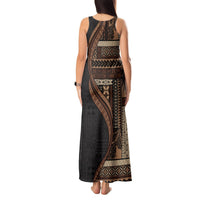 Samoa Siapo Motif and Tapa Pattern Half Style Tank Maxi Dress Black Color LT03 - Polynesian Pride