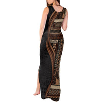 Samoa Siapo Motif and Tapa Pattern Half Style Tank Maxi Dress Black Color LT03 - Polynesian Pride