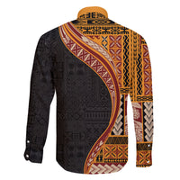 Samoa Siapo Motif and Tapa Pattern Half Style Family Matching Off Shoulder Short Dress and Hawaiian Shirt Yellow Color LT03 - Polynesian Pride