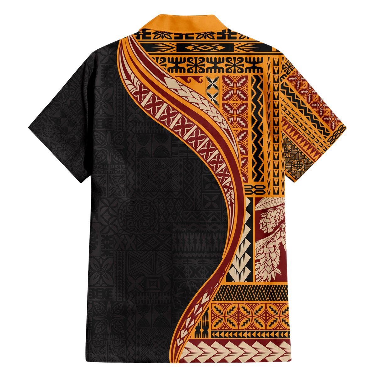Samoa Siapo Motif and Tapa Pattern Half Style Hawaiian Shirt Yellow Color LT03 - Polynesian Pride