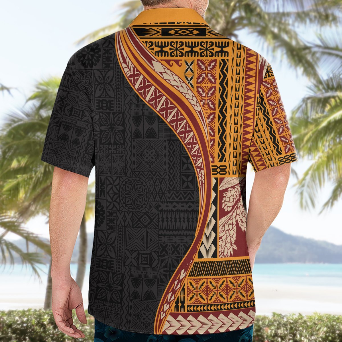 Samoa Siapo Motif and Tapa Pattern Half Style Hawaiian Shirt Yellow Color LT03 - Polynesian Pride