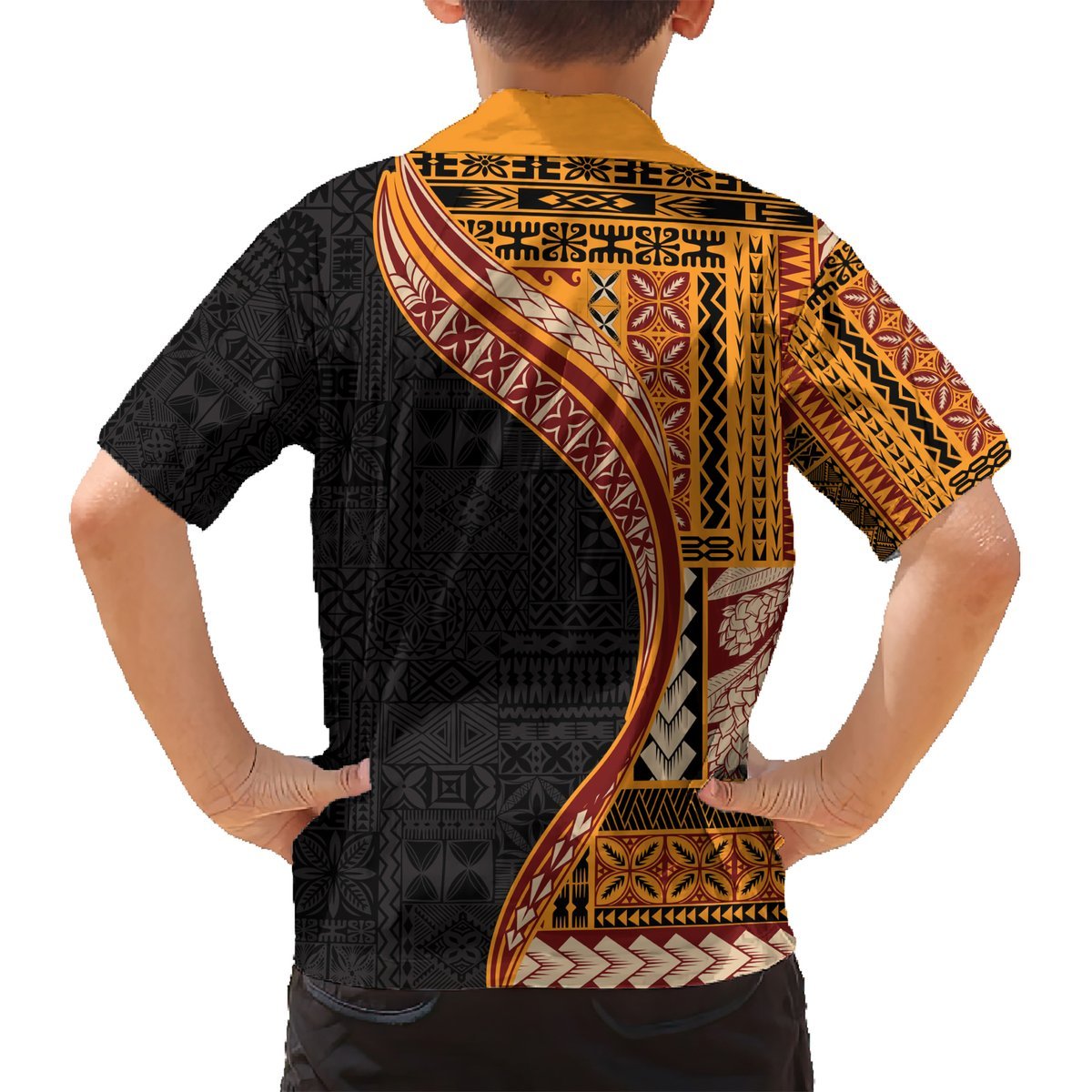 Samoa Siapo Motif and Tapa Pattern Half Style Hawaiian Shirt Yellow Color LT03 - Polynesian Pride