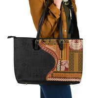 Samoa Siapo Motif and Tapa Pattern Half Style Leather Tote Bag Yellow Color LT03 - Polynesian Pride