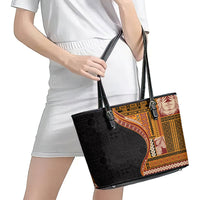 Samoa Siapo Motif and Tapa Pattern Half Style Leather Tote Bag Yellow Color LT03 - Polynesian Pride