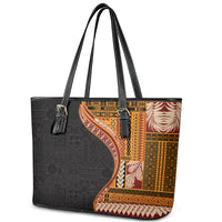 Samoa Siapo Motif and Tapa Pattern Half Style Leather Tote Bag Yellow Color LT03 - Polynesian Pride
