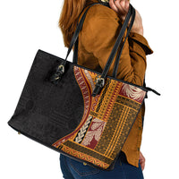 Samoa Siapo Motif and Tapa Pattern Half Style Leather Tote Bag Yellow Color LT03 - Polynesian Pride
