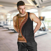 Samoa Siapo Motif and Tapa Pattern Half Style Men Tank Top Yellow Color LT03 Yellow - Polynesian Pride