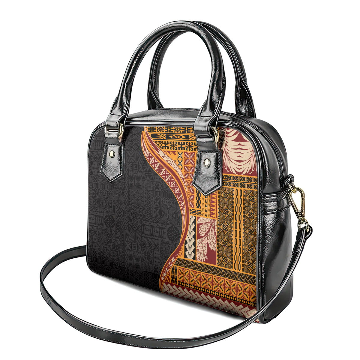 Samoa Siapo Motif and Tapa Pattern Half Style Shoulder Handbag Yellow Color
