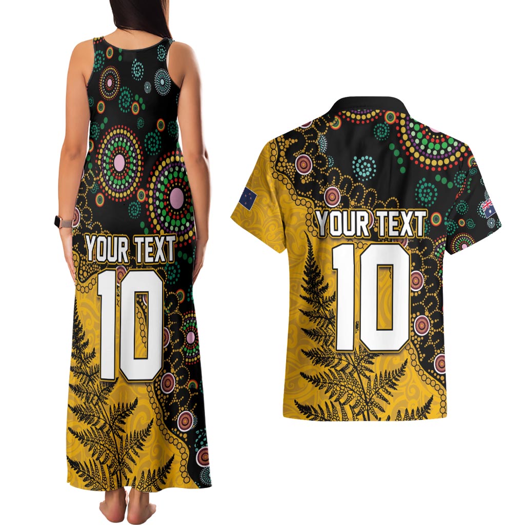 Custom New Zealand and Australia Rugby Couples Matching Tank Maxi Dress and Hawaiian Shirt Maori Warrior With Aboriginal Version LT03 - Polynesian Pride
