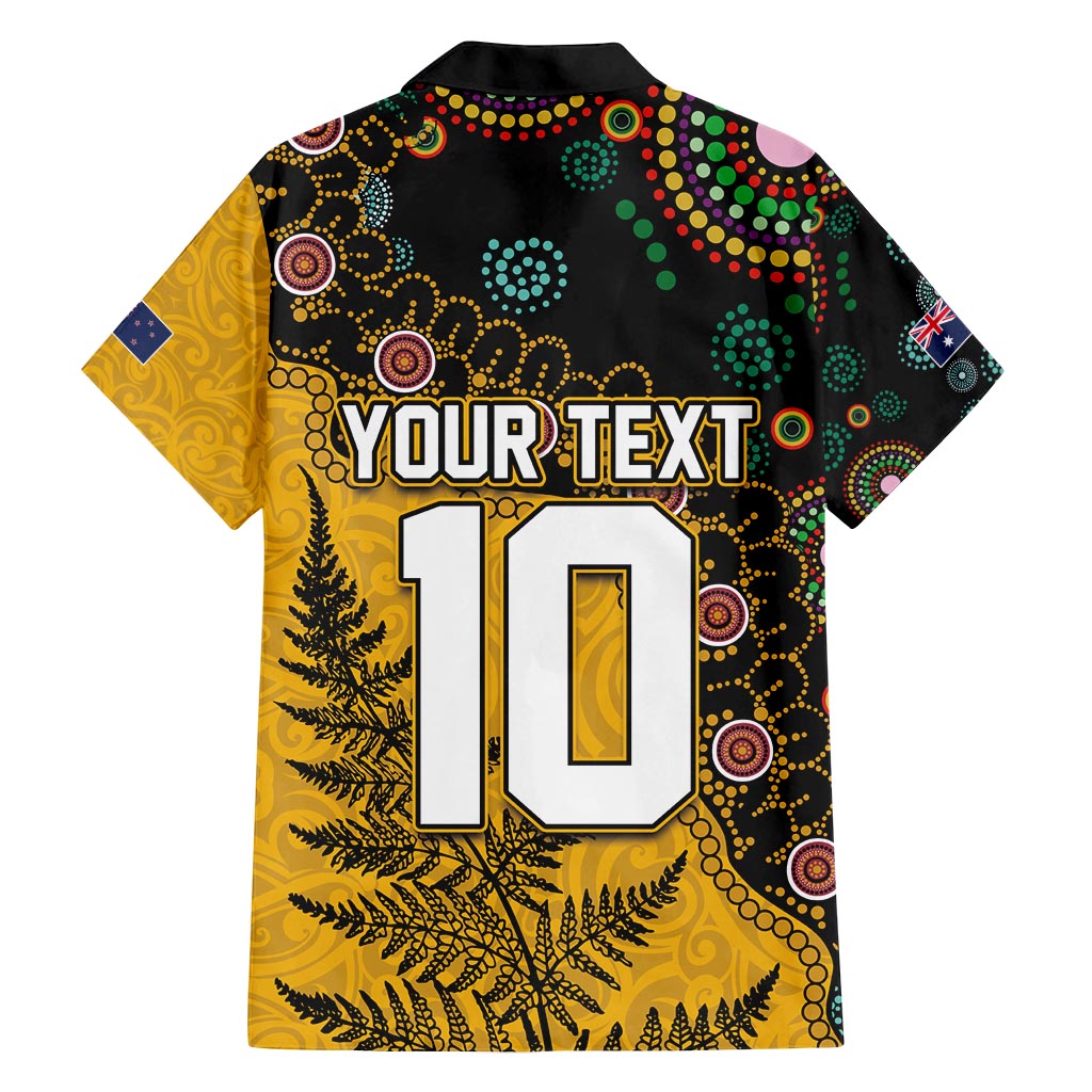 Custom New Zealand and Australia Rugby Family Matching Off Shoulder Short Dress and Hawaiian Shirt Maori Warrior With Aboriginal Version LT03 - Polynesian Pride